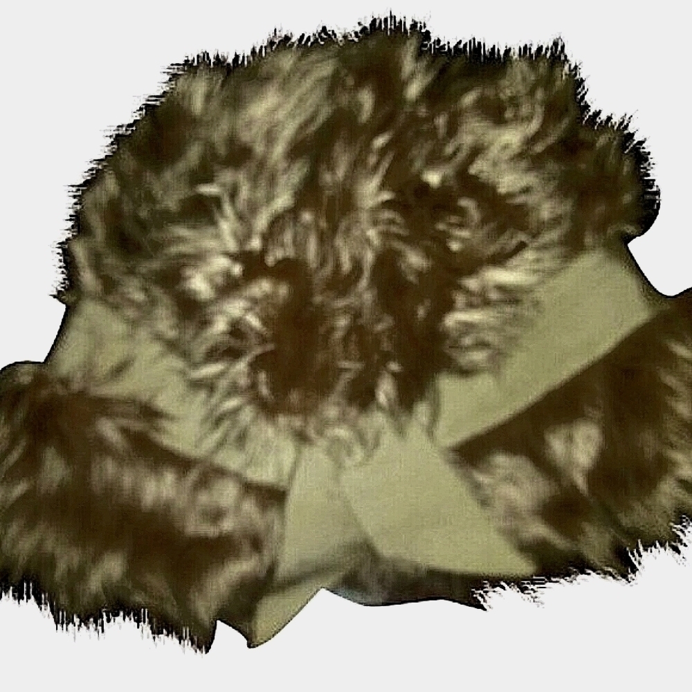 Vintage Faux Fur Top Hat, Bucket Hat with Tan Ribbon Women's OS